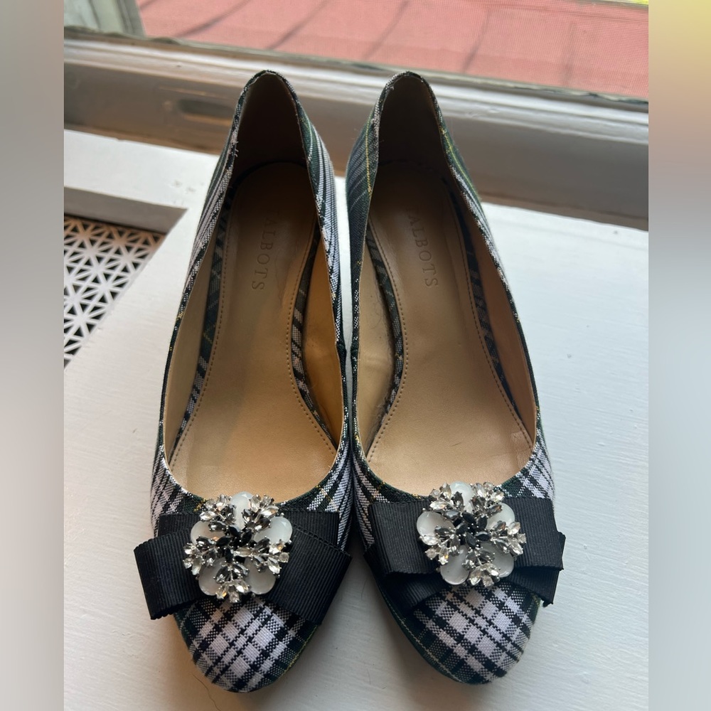 EUC plaid block heels!